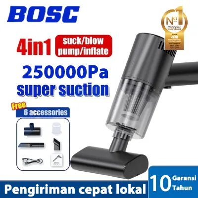 BOSC Vacuum cleaner Portabel Tanpa Kabel Genggam 250000Pa 4 In 1 Penyedot Debu Mobil Tanpa Kabel Penghilang Tungau Penyedot Debu Kasur