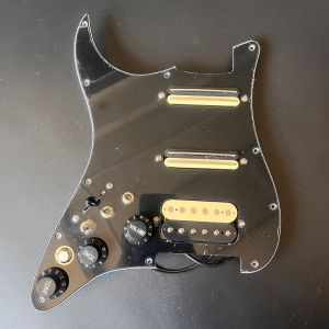 Left-handed Prewired Loaded Guitar Stratocaster Pickguard SSH Pick Guard Kill Swith Silent Switch Coil Splitting Switch Black for Fender Left Hand Electric Guitar Parts