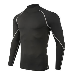 Mens Mock Neck Long Sleeve Compression Shirt Quick Dry Athletic Workout Running Fitness Base Layer Sports Undershirt H260929