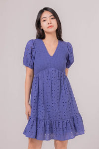 RIMINI - Dress Cewe Pesta Remaja Puff Vneck Ruffle Mini XS-XL - Carter Dress 5225073