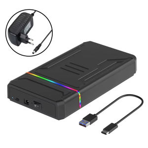 Kebidumei กล่องฮาร์ดดิสก์2.5/3.5นิ้ว SATA เป็น Type C อะแดปเตอร์กล่องฮาร์ดดิสก์สูงสุด6Gbps กล่อง HDD ภายนอกสำหรับพีซีแล็ปท็อป12V พลังงาน3A