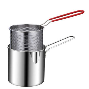 Multi-purpose Frying Pot Deep Fryer With Strainer 304 Stainless Steel Mini Pan For Heat Milk Noodle