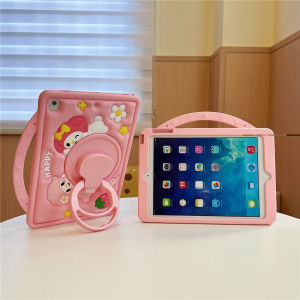 For Apple iPad Pro Air 11 M2 M3 M4 A16 11th 10th 9th 8th 7th 6th 5th Air Pro 3rd 4th 10.9" 10.2" 9.7" 10.5" 11.0" Mini Tablet Kids Cute Cartoon Melody Sheep Safe Silicone Rotating Bracket Pen Slot Case Cover