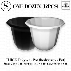 One Dozen (12pcs) Small THICK DURABLE 7" Polygon Dodecagon Flower Plastic Pot Paso