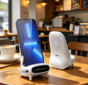 Đế Sạc Không Dây Đứng Chống Trượt Đèn LED Thông Minh Phù Hợp Bàn Làm Việc Văn Phòng
