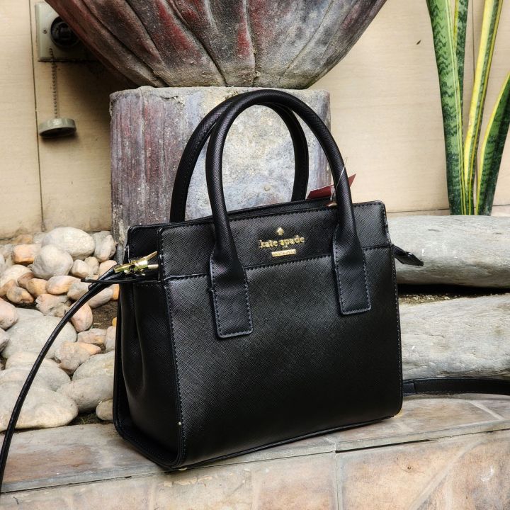 Kate spade black leather hot sale satchel