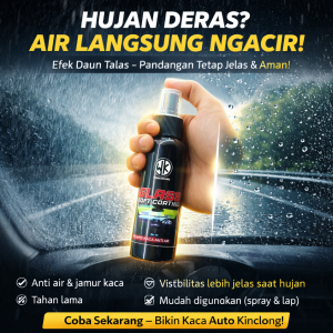 GLASS SOFT COATING Pelapis Kaca Mobil Anti Air Daun Talas