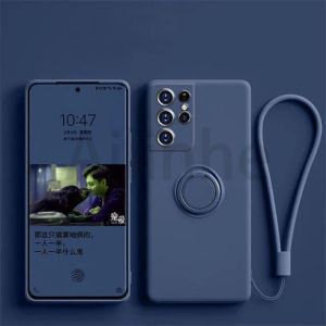 For Samsung Galaxy Note 20 Ultra Note 20 10 Plus Phone Case ​Liquid Soft Silicone With Ring Stand Full Camera Lens Protection Shockproof Phone Cover Casing