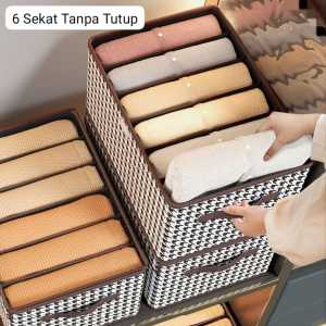 Storage Box Baju Kotak Penyimpanan Serbaguna Motif Houndstooth Dengan Penutup