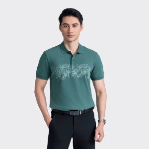 Áo polo Aristino APS097AZ dáng regular fit xanh lá vải cotton pha