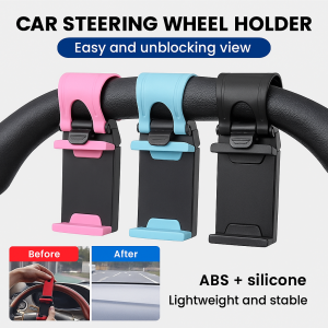 New Steering Wheel Phone Mount Universal Car Mobile Holder with Stable Grip Easy Installation Compatible with Smartphones