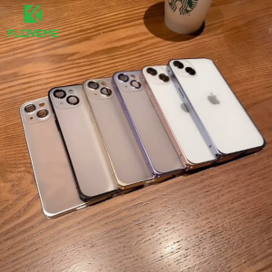 FLOVEME Luxury Matte Phone Case For iphone 14 13 12 Pro Max 14Plus iphone 14 13 12 With Lens Protective Film Clear Plating Frame Shockproof Back Cover