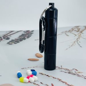 3 Compartment Waterproof Aluminum Keychain Medication Pill Box Portable Mini Travel Pill Boxes Medicine Vitamin Holder case