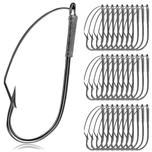 30Pcs Weedless Wackys Rig Hook AntiHanging Bottom Mouthguard Fishes Hook Long Neck Hook Fishings Accessories Easy to Use