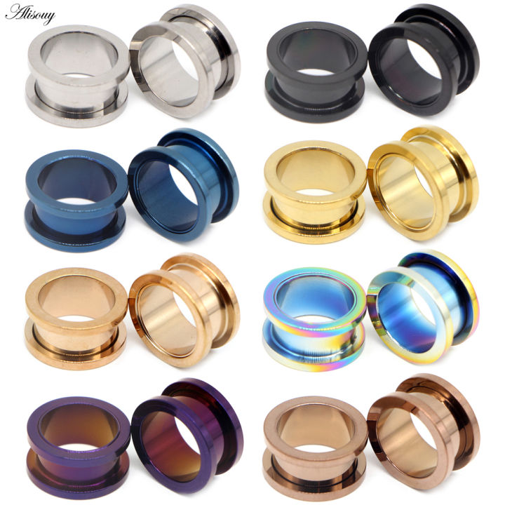 Alisouy 2PC 2-30mm Ear Gauges 316L Stainless Steel Ear Tunnels Plugs ...