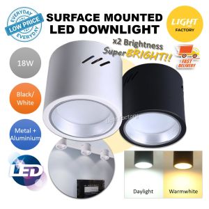 LED Surface Downlight Round 4.6" / 6" 18W Milo Tin Surface Mounted Downlight Black / White Ceiling Light Lampu Siling