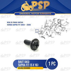 Baut Dasi Supra Fit 5 x 16 (Harga 1 PC) - Baud Dek Tengah Drat 5 mm Honda Karisma Supra Fit X