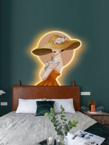 Tranh Đèn Led Mẫu Cô Gái Tráng Gương Trang trí Phòng Khách/ Phòng Ngủ/ Cửa hàng /Spa/ Shop Thời Trang/Tặng Quà