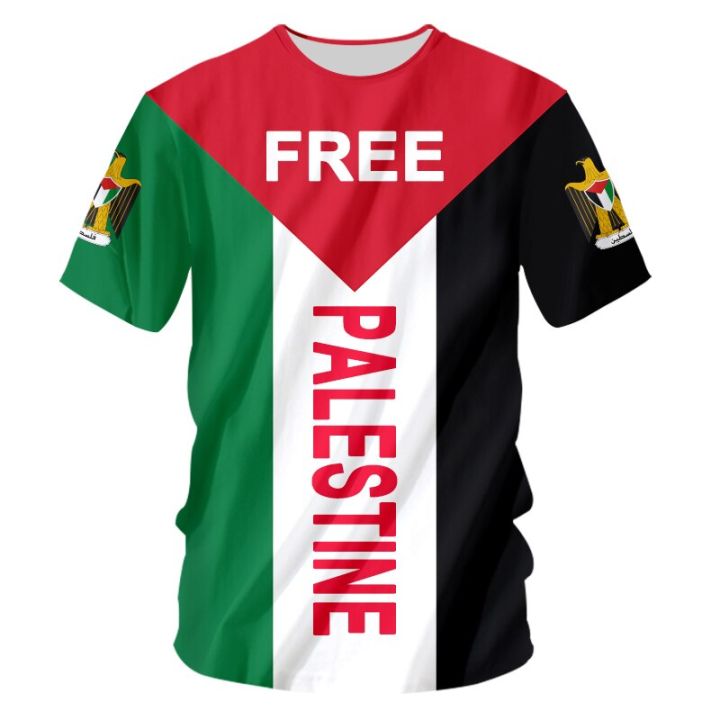 Free Palestine Flag 3D Print Men's Palestie T Shirt Summer Short Sleeve