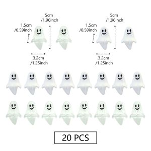 MNTT 20pcs Sitting Pose Smiling Ghost Decoration Mini Cute Joy Garden Ghost Ornament Joyful Creative Halloween Ghost Statue Decorations Flower Pot Decoration