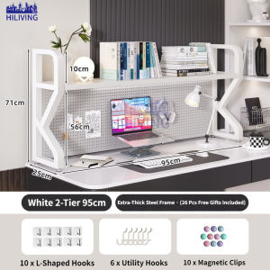 🌟SG STOCK🌟Desk Hutch with Pegboard Desktop Bookshelf Organizer Space Saving Desk Storage for Small Space