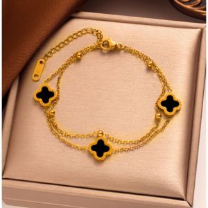 Gelang Tangan Titanium Wanita Bunga Semanggi Terbaru Gelang Tangan Titanium Anti Karat Tidak Luntur