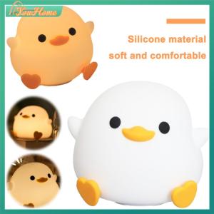 【Fast Delivery】 Silicone Duck Pat Night Light Dimmable Bedside Lamp Eye Caring Atmosphere Light 7 Light Colors Cartoon Sleeping Light USB Rechargeable for Kids Room 【Arrive 1-3 Days】