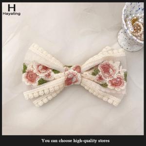 Hayating New Embroidered Bow Hairpin Lace Hair Clip Sweet Back Of The Head Duckbill Clip Fashion Hair Accessories For Girl Woman