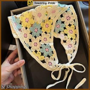 [Towering Pride] Knitted Triangle Headband Cute Little Cherry French Pastoral Style Headband Towel Crochet Flower Headscarf