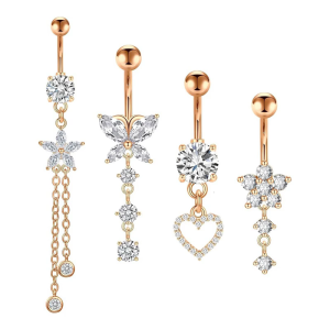 1 Set Belly Button with Zircon Stones Trendy Women Accessories Alloy Texture Suitable for Vacations and Parties