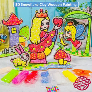 DIY Creative Art Crafts Snowflake Clay Mud 3D Handcraft Wooden Painting Educational Toy Gift for kids Mainan Kanak-kanak
