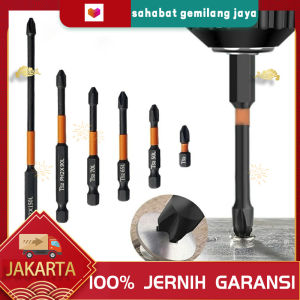 (Pengiriman cepat dikirim dari Jakarta)6pcs/set Obeng Berperingkat Dampak DIY Kekerasan Tinggi Cross Screwdriver Kepala Mata Obeng Magnetic Screwdriver Bit