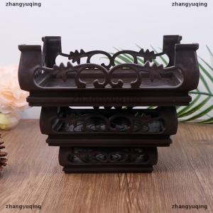 [COD] zhangyuqing Deep Brown Carving Wooden Look Plastic Base Tray Flowerpot Holder Round Square Multi-Functional Teapot Vase Fish Tank Base