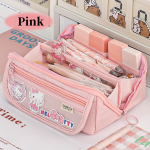 Sanrio Cartoon Cinnamoroll Kuromi Hello Kitty Pen Bag For kids Kawaii Pen Case Large Capacity Cute Pencil Bag