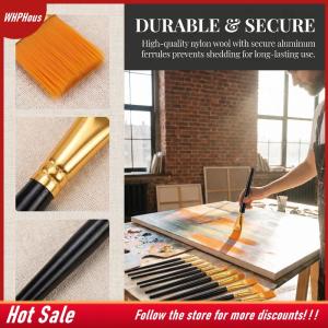 【COD】🔥🔥🔥 Nylon Bristle Paint Brushes Set 12pcs Flat Brushes for Watercolor Oil Acrylic Painting Durable Artist Supplies for Kids Teachers and Beginners