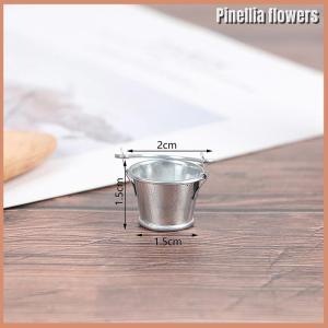 【Pinellia flowers】 1Pcs Dollhouse Mini Iron Bucket Miniature Model Mini Dollhouse Decorations Ornaments Children Beach Small Bucket Toy