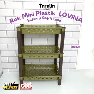Rak Mini Plastik Susan LOVINA Susun 3 Segi 4 Gold | RaK Serbaguna | Gold