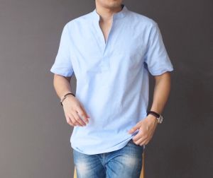 Bonne.chance - คอโปโล กรม/ดำ/ขาว เสื้อเชิ้ตชาย แขนสั้น แบบสวม (ดูสีและไซส์เพิ่มเติมได้ในรายละเอียดด้านล่าง คอโปโลไซส์ใหญ่)