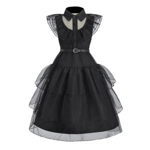 Girl Costume Kids Cosplay Black Princess Dress Children Pageant Dinner Dress Girl Halloween Party Dancing Clothing