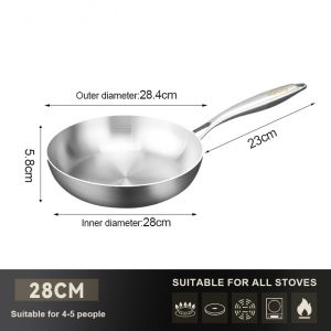 304 Stainless Steel Flat Bottom Frying Pan – Non-Coated & Egg Pan for All Stoves