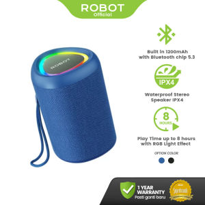 ROBOT RB120 Speaker Portable Bluetooth 5.3 Lampu RGB Waterproof Sound Bass Original - Garansi Resmi 1 Tahun