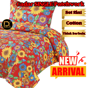 Cadar 2 in 1 Set Single Patchwork Cadar Bedsheet Alas Tilam Jenis Hamparan Sesuai Lelaki Perempuan