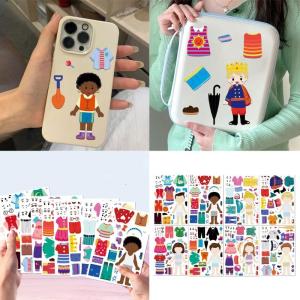 8 Sheets Kids Dress Up Puzzle Sticker Waterproof Decorative Sticker Fine Motor Skills Practice Educational Toy