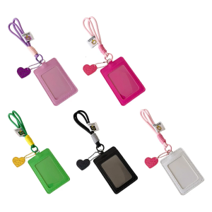 Candy Color Photocard Holders PU Leather Cover with Keychain Photocard Case Holder Credit Protector