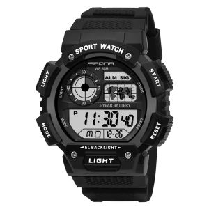SANDA 6009 Fashion Mens Watches LED Digital Sport Men Wristwatches Military Multi-function Waterproof Clock