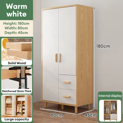 GOLD Solid Wood Wardrobe 2 Door Wood Cabinet Multipurpose Wardrobe Almari baju 2 pintu 实木衣柜