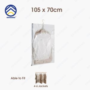 ODOROKU x Taili Hanging Vacuum Storage Bags with 5 Ring Hooks for Clothes Winter Jacket Sweater Vacuum Compression Bag with Hanger Space Saver Bags Clear Vacuum Sealer Bags Closet Organizers and Storage Air Tight Valve