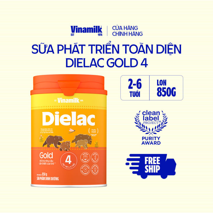 Sữa bột Vinamilk Dielac Gold 4 - Hộp thiếc 850g (cho trẻ từ 2- 6 tuổi ...