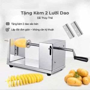 Máy cắt gọt khoai tây hình lốc xoáy thủ công - Chất liệu thép không gỉ.Tặng kèm 2 lưỡi dao dự phòng.