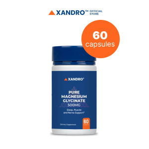 Xandro Lab Pure Magnesium Glycinate 500mg - Enhances Sleep Quality Helps Relieves Anxiety & Muscle Fatigue